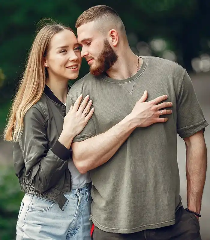 beautiful couple spend time summer