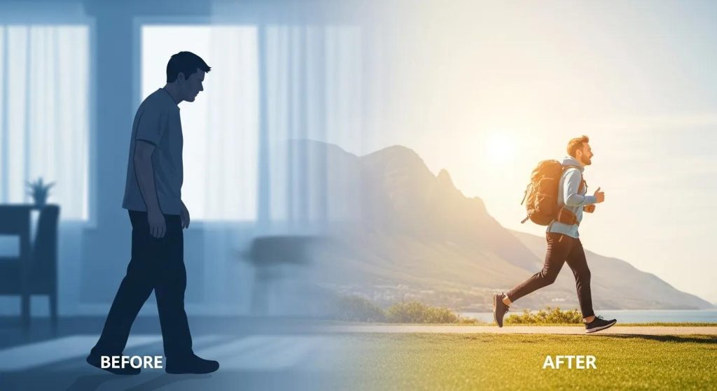 Middle-aged man smiling after Low‑T care