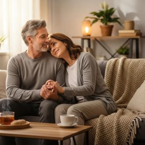 Couple sharing an intimate moment — the positive result of effective ED treatment