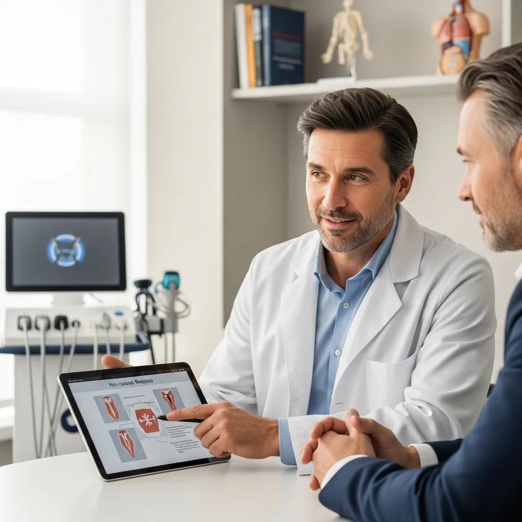 Clinician discussing non-surgical erectile dysfunction options with a patient